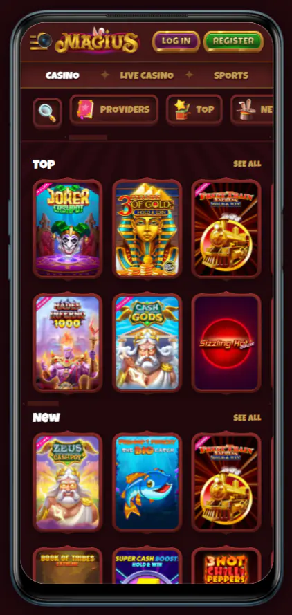 Mobile Version des Online-Casinos Magius