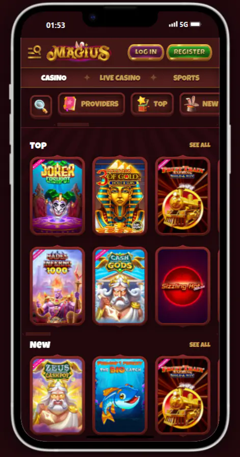Spiele in der Magius Casino App